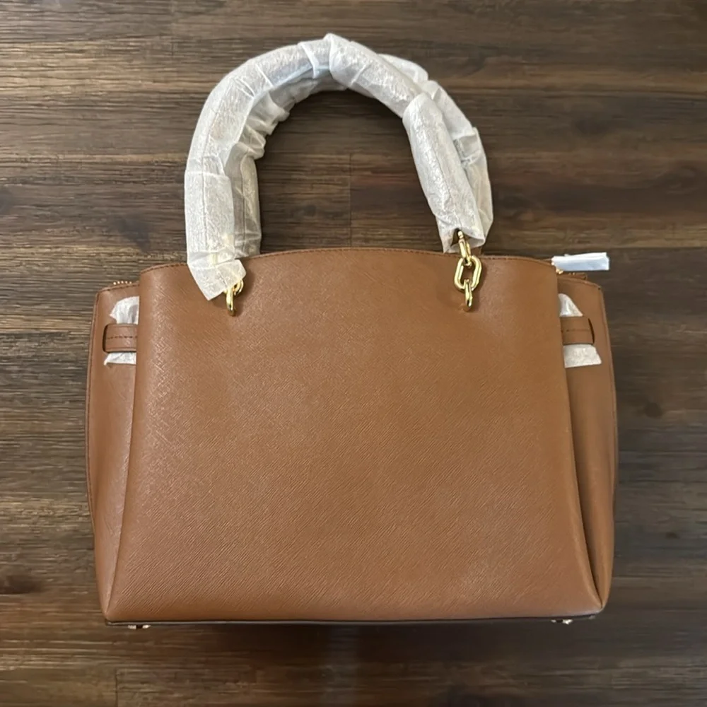 Michael Kors Rochelle Cognac Brown Large Saffiano Leather Bag NWT - Picture 8 of 16